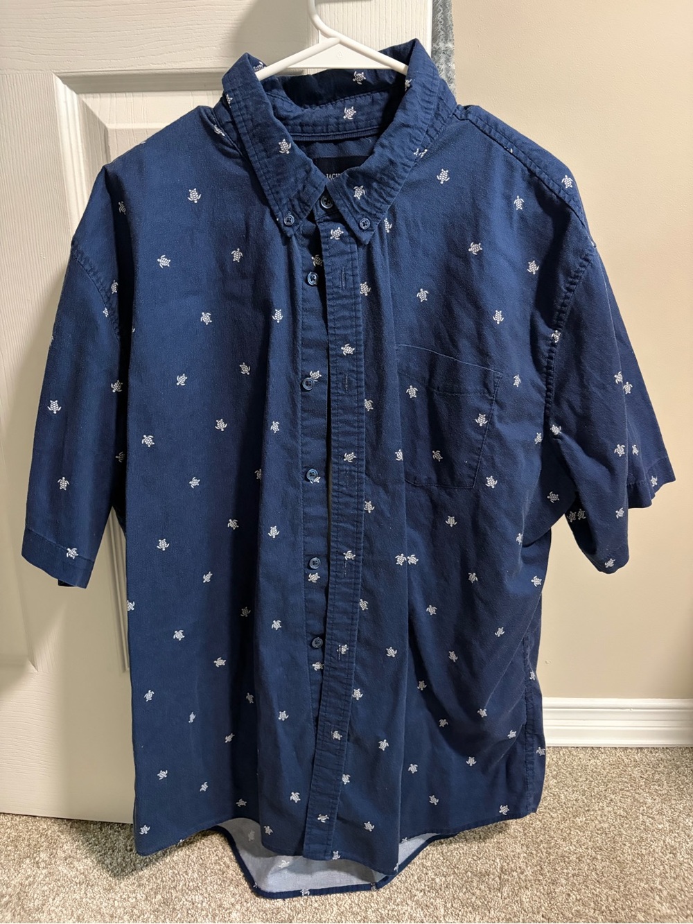 Men's Navy Short-Sleeve Button-Down Shirt